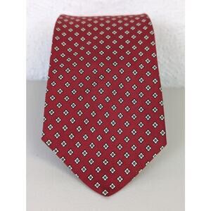 Vtg Brooks Brothers Silk Tie Red White Micro Floral Classic Heritage Preppy